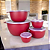 Kit 5 Vasilhas Plásticas Caçarola P/ Alimento C/ Tampa Bowl Vermelho Cozinha - Imagem 4