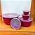 Kit 5 Vasilhas Plásticas Caçarola P/ Alimento C/ Tampa Bowl Vermelho Cozinha - Imagem 5