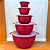 Kit 5 Vasilhas Plásticas Caçarola P/ Alimento C/ Tampa Bowl Vermelho Cozinha - Imagem 7