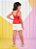 Conjunto Bata Vermelha e Short Bege - Imagem 2