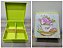 Caixa de chá verde com quatro divisórias decorada com decoupage xícara. - Imagem 1