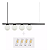 Pendente com 4 globos Moon 15x80x12cm Aluminio preto e Vidro. - Imagem 2