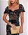 Vestido Midi Clássico em Renda Preta com detalhe em Fio Cru Bella Notte Preto - Imagem 2