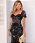 Vestido Midi Clássico em Renda Preta com detalhe em Fio Cru Bella Notte Preto - Imagem 1