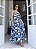 Vestido Midi de Crepe Floral Com Fundo Azul Blossom Floral - Imagem 1
