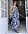 Vestido Midi de Crepe Floral Com Fundo Azul Blossom Floral - Imagem 3