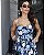 Vestido Midi de Crepe Floral Com Fundo Azul Blossom Floral - Imagem 2