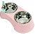 Comedouro Bebedouro Inox Elevado Duplo Rosa Claro Wa - Imagem 1