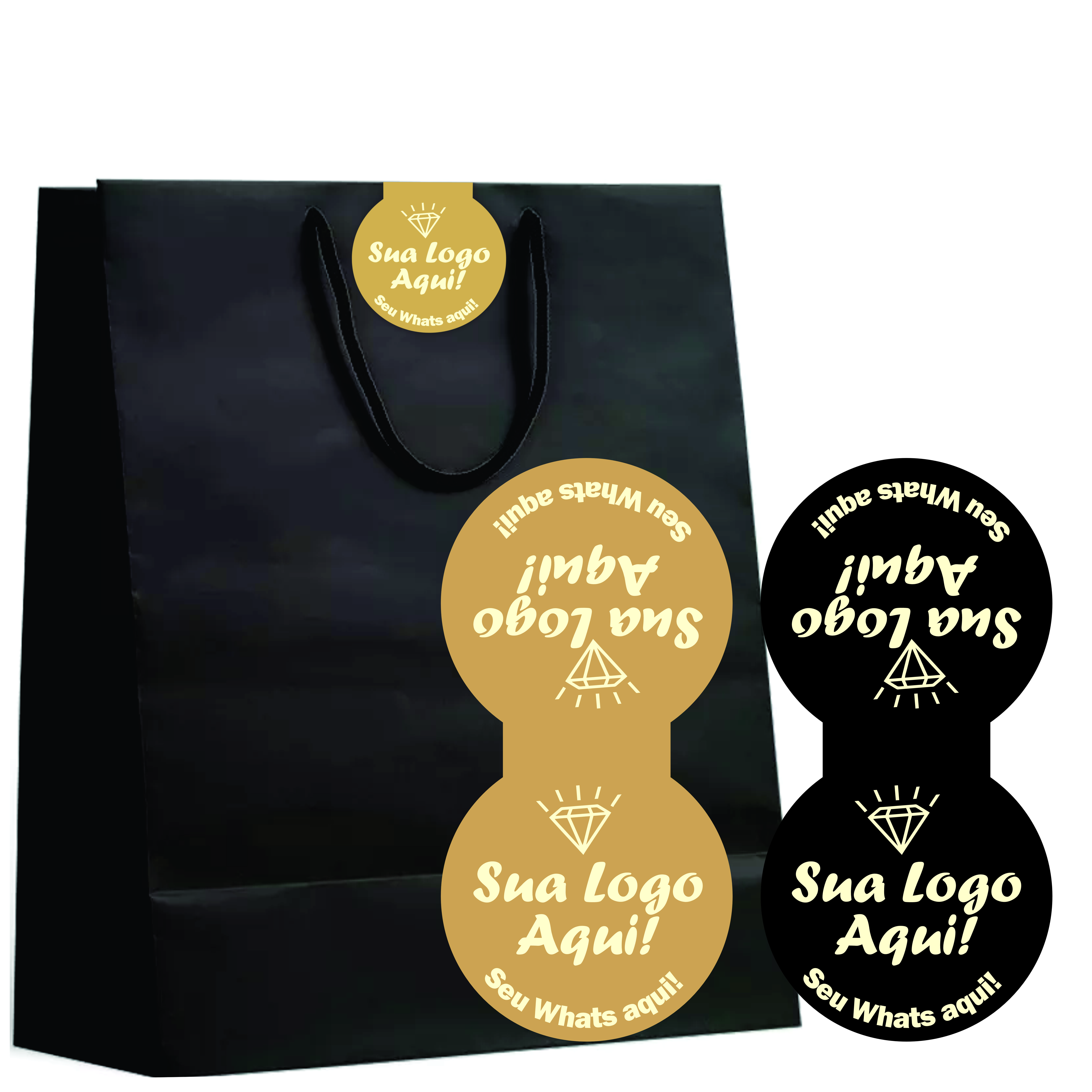 Adesivo Lacre Fecha Sacola 4x8cm Loja Comércio Personalizado - Imagem 5