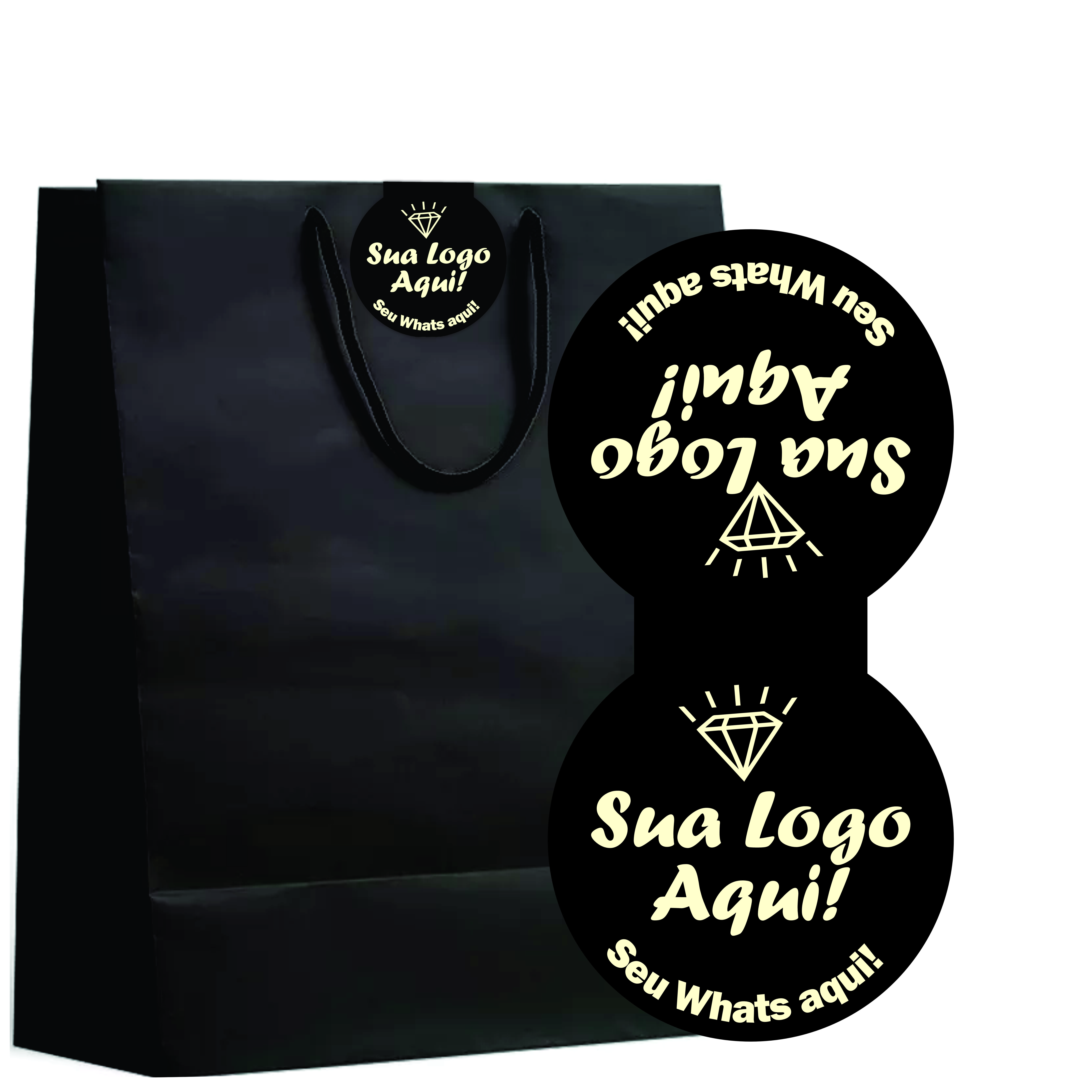 Adesivo Lacre Fecha Sacola 4x8cm Loja Comércio Personalizado - Imagem 4