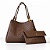 Bolsa Feminina Karina – Café Tramada Grande com Clutch - Imagem 1