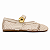 Sapatilha Feminina Pri – Off White em Tela com Detalhe Dourado | Glow Store - Imagem 1
