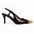 Scarpin Feminino Milão - Café com Bico Dourado e Salto 7 cm - Imagem 1