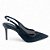 Slingback Preto Verniz Salto Fino em Tela - Imagem 1