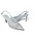 Slingback Off White Verniz Salto Fino em Tela - Imagem 6