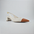 Scarpin Slingback Off White Verniz Salto Bloco Recorte Bico Caramelo - Imagem 2