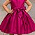 Vestido Infantil Liso  Rosa Fúcsia Festas e Formaturas e Batizados Crepe Acetinado - Imagem 2