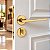 Fechadura Porta Externa Dourada Gold Stam Redonda 40mm Maçaneta - Imagem 5