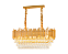 Luminária Pendente Lustre Retangular Luxuoso Metal Dourado e Cristais Vana Sindora COD10107 - Imagem 1