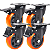 Rodinhas para moveis pesados Freio 3 polegadas Laranja Kit 4 Und - RRJ - Imagem 1