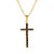 Colar Dourado de Cruz Cravejado de Pedra Natural Negra - Imagem 1