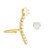 Piercing Dourado Earcuff Coração Cravejado de Zircônia Com Brinco - Imagem 1