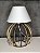 Kit 2 Unidades Abajur de Mesa Design Moderno Base Madeira Cúpula Grande Preta Branca Bege Decoração Quarto Luminária - Imagem 5
