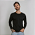 Camiseta Básica Manga Longa Algodão Adulto Unissex Preto - Imagem 1