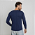 Camiseta Básica Manga Longa Algodão Adulto Unissex Azul Marinho - Imagem 3
