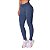Legging Sem Costura Azul Mescla Poliamida Cós Canelado - Imagem 1