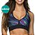 Top Nadador Fitness SELENE Estampado Decote V com Bojo Poliamida Proteção UV50+ Academia Treino - Imagem 1
