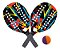Kit Beach Tenis Praia 2 Raquetes 1 Bolinha Madeira - Imagem 1