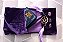 Bolsa mística para tarô em veludo roxo com ametistas, pentagrama e penas - SOB ENCOMENDA - Imagem 3