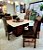 CONJUNTO DE JANTAR MARK 130X130 OFF WHITE - 6 CADEIRAS TABACO MARROM MODELO 18 - Imagem 4