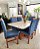 CONJUNTO DE JANTAR MARK 160X090 OFF WHITE - 6 CADEIRAS CANELA AZUL ROYAL MODELO 19 - Imagem 4