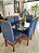 CONJUNTO DE JANTAR MARK 160X090 BLACK - 6 CADEIRAS CANELA AZUL ROYAL MODELO 19 - Imagem 1