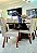 CONJUNTO DE JANTAR SIGMA 160X090 BLACK - 6 CADEIRAS CANELA CREME MODELO 27 - Imagem 1
