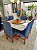CONJUNTO DE JANTAR MARK 130X130 OFF WHITE - 6 CADEIRAS CANELA AZUL ROYAL MODELO 19 - Imagem 1