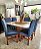 CONJUNTO DE JANTAR MARK 130X130 OFF WHITE - 6 CADEIRAS CANELA AZUL ROYAL MODELO 19 - Imagem 2