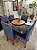 CONJUNTO DE JANTAR MARK 130X130 BLACK - 6 CADEIRAS CANELA AZUL ROYAL MODELO 19 - Imagem 2