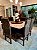 CONJUNTO DE JANTAR MARK 130X130 OFF WHITE - 6 CADEIRAS TABACO MARROM MODELO 19 - Imagem 5