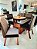 CONJUNTO DE JANTAR MARK 130X130 NOGUEIRA + 6 CADEIRAS MODELO 25 + PRATO GIRATÓRIO - Imagem 4