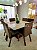 CONJUNTO DE JANTAR MARK 130X130 OFF WHITE - 6 CADEIRAS TABACO MARROM MODELO 25 - Imagem 1