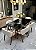 CONJUNTO DE JANTAR AGATHA 160X090 VIDRO PRETO - 6 CADEIRAS LINHO CREME NEVOA - Imagem 4