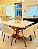 CONJUNTO DE JANTAR AGATHA 130X130 VIDRO OFF WHITE - 6 CADEIRAS LINHO CREME NEVOA - Imagem 3