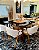 CONJUNTO DE JANTAR AGATHA 130X130 VIDRO PRETO - 6 CADEIRAS POLTRONA LINHO CREME NEVOA - Imagem 4