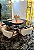 CONJUNTO DE JANTAR AGATHA 130X130 VIDRO PRETO - 6 CADEIRAS POLTRONA LINHO CREME NEVOA - Imagem 5