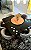 CONJUNTO DE JANTAR AGATHA 130X130 VIDRO PRETO - 6 CADEIRAS POLTRONA LINHO CINZA - Imagem 2