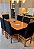 CONJUNTO  MESA LUNNA RETANGULAR 160 X 090 COM 6 CADEIRAS CANELA TECIDO PRETO - Imagem 2