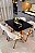 CONJUNTO DE JANTAR AGATHA BLACK 120x090 - 4 CADEIRAS LINHO CREME NEVOA - Imagem 3